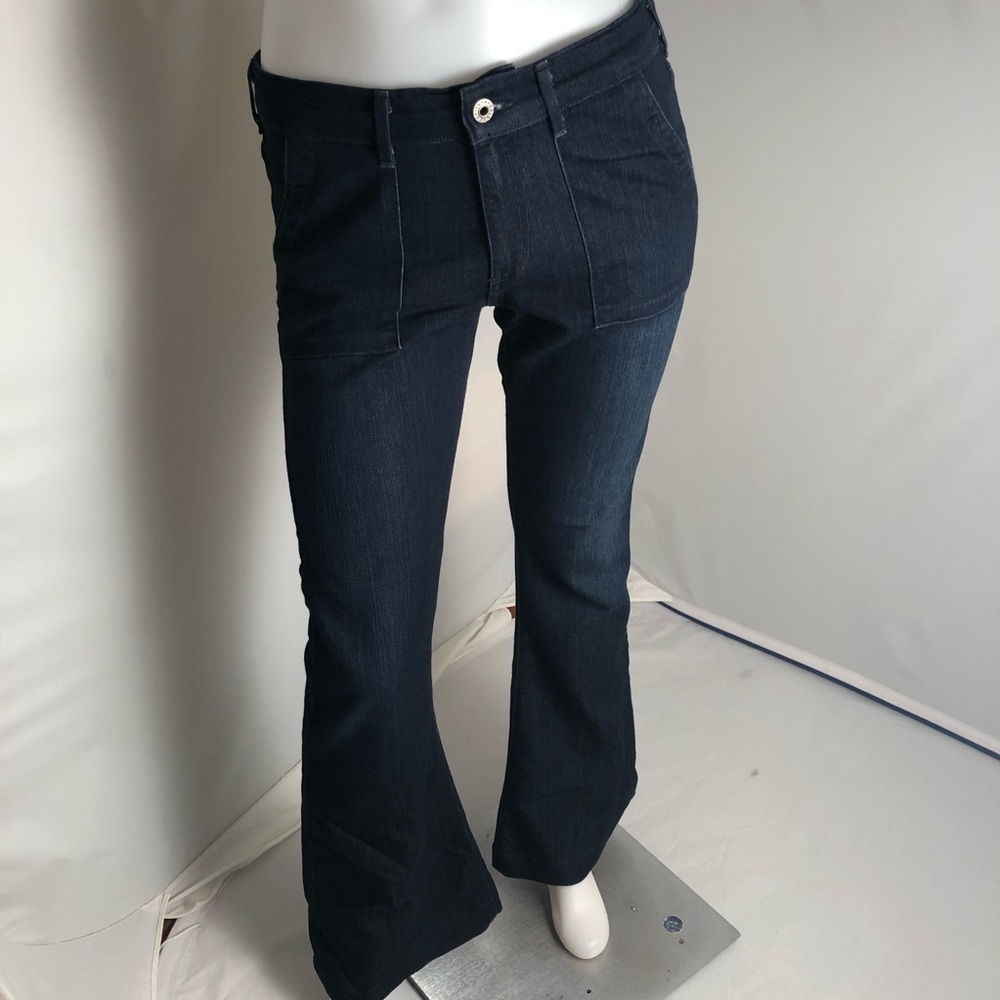 Adriano Goldschmied Goldie patch pocket bell bottom dark rinse blue jeans